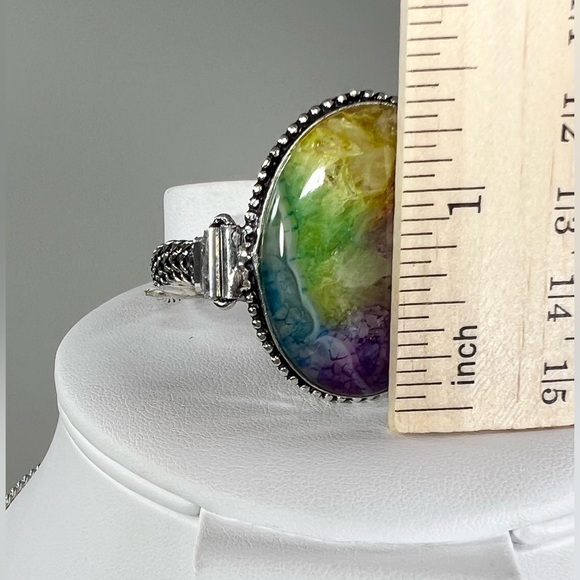 Rainbow Solar Quartz Peridot 925 Gemstone Necklace Bracelet & Earrings Set - Picture 7 of 9